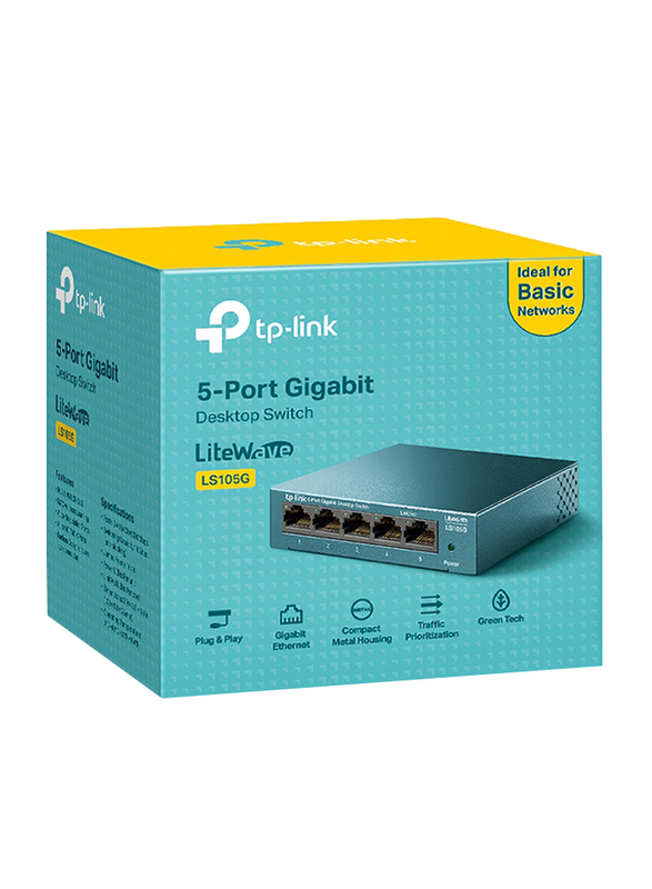 TP-Link LS105G 5-Port 10/100/1000Mbps Desktop Network Switch, Black