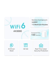 TP-Link Deco X60 Home Mesh Wi-Fi System, 3-Pieces, AX3000, White