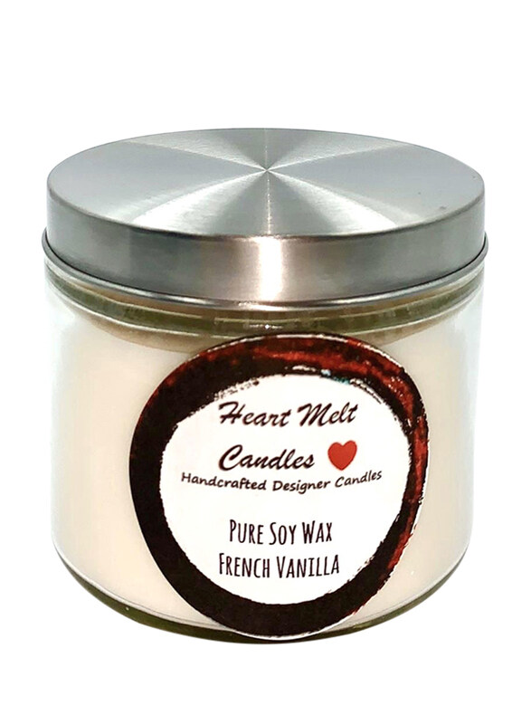 

Heart Melt Candles French Vanilla Scented Pure Soy Wax Handmade Jar Candle, Off White