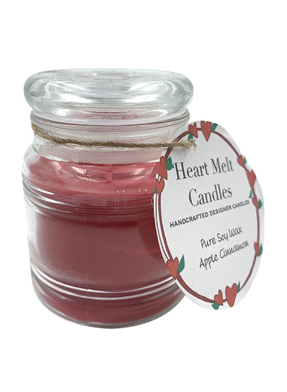 

Heart Melt Candles Apple Cinnamon Scented Pure Soy Wax Handmade Jar Candle, 100g, Red