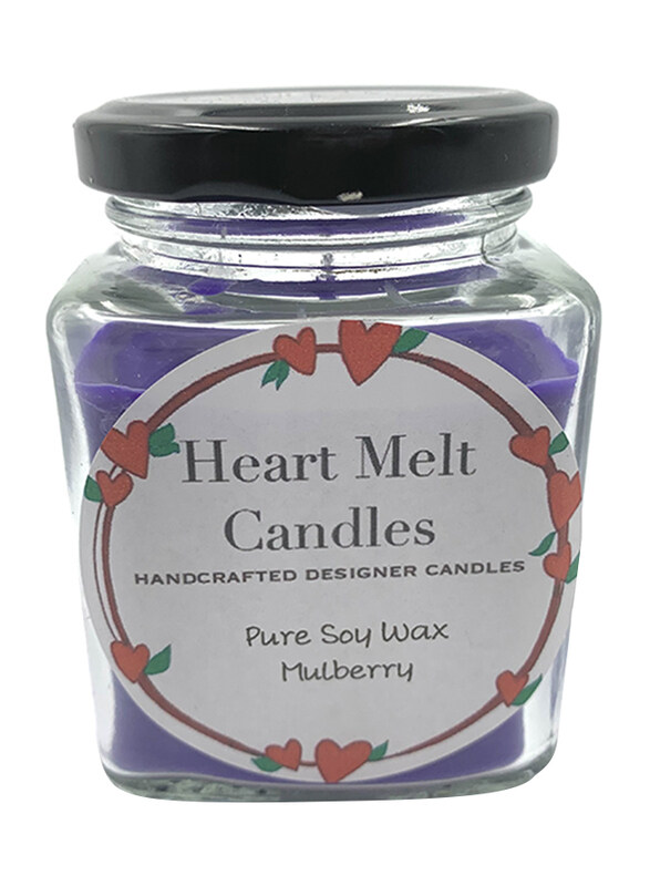 

Heart Melt Candles Mulberry Scented Pure Soy Wax Handmade Jar Candle, 160g, Purple