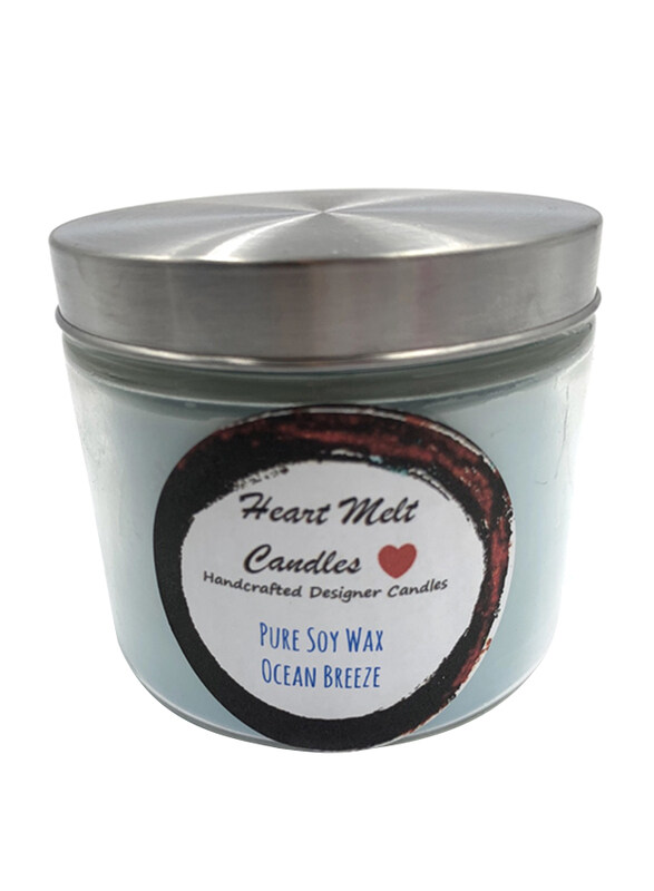 

Heart Melt Candles Ocean Breeze Scented Pure Soy Wax Handmade Jar Candle, Blue