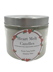 Heart Melt Candles Honey Dew Scented Pure Soy Wax Handmade 2 Wick Jar Candle, 270g, Grey