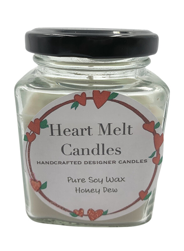 

Heart Melt Candles Honey Dew Scented Pure Soy Wax Handmade Jar Candle, 160g, White