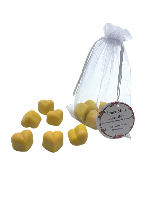 

Heart Melt Candles 6-Pieces Heart Shaped Honey Suckle Scented Pure Soy Wax Melts Candles, Yellow