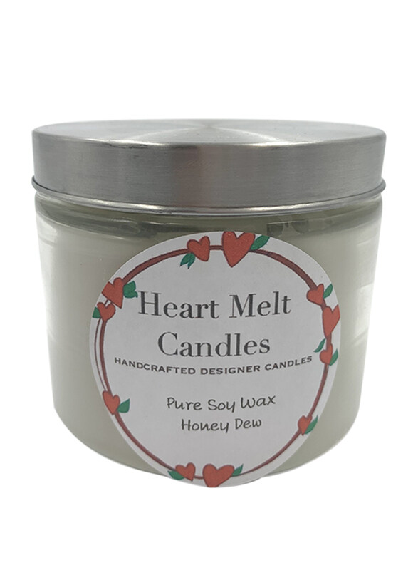 

Heart Melt Candles Honey Dew Scented Pure Soy Wax Handmade 2 Wick Jar Candle, 270g, Grey