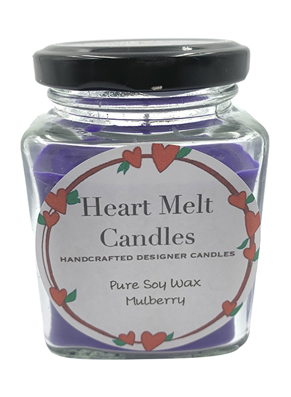 Heart Melt Candles Mulberry Scented Pure Soy Wax Handmade Jar Candle, 160g, Purple