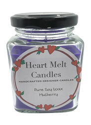 Heart Melt Candles Mulberry Scented Pure Soy Wax Handmade Jar Candle, 160g, Purple