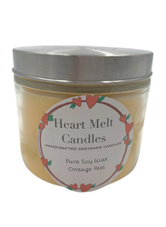 Heart Melt Candles Orange Peel Scented Pure Soy Wax 2 Wick Jar Candle, 270g, Orange