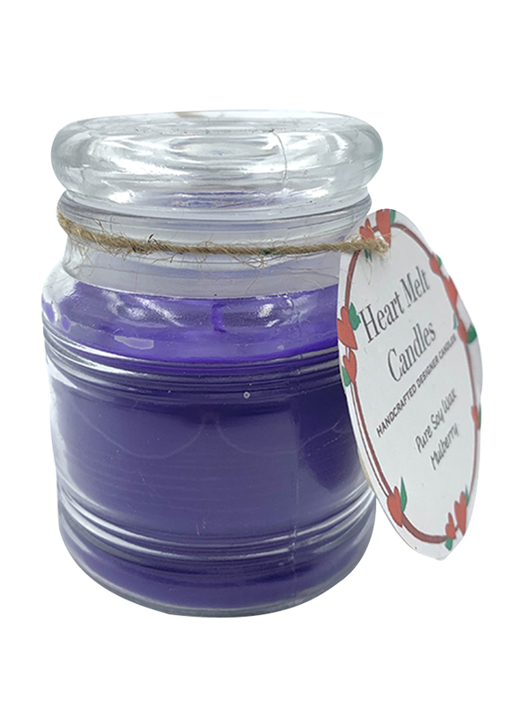 Heart Melt Candles Mulberry Scented Pure Soy Wax Handmade Jar Candle, 100g, Purple
