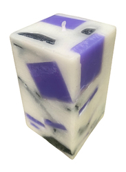 Heart Melt Candles Lavender Scented Twist Pillar Candle, Colored Chunks, 4.5 x2.5 inch, White/ Purple