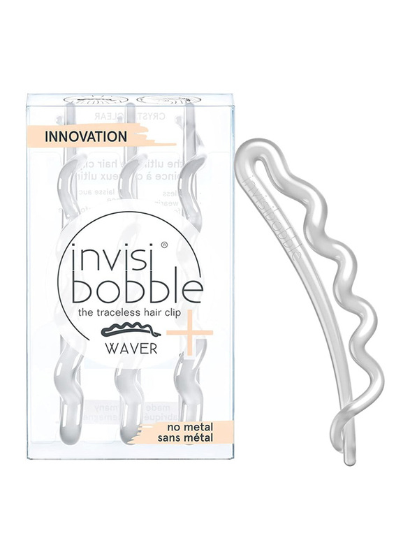 Invisibobble Waver Plus Crystal Clear Hair Clips, 3 Pieces