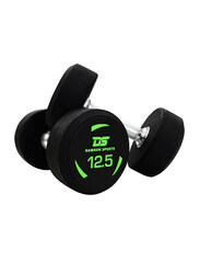 Dawson Sports TPU Coated Dumbbells Set, 1 Pair, 12.5 KG, Black