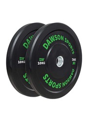 Dawson Sports Rubber Bumper Plates with Upturned Ring, Black, 2 x 10KG
