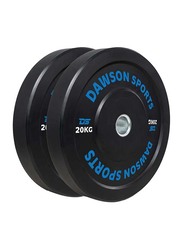 Dawson Sports Rubber Bumper Plates with Upturned Ring, Black, 2 x 20KG