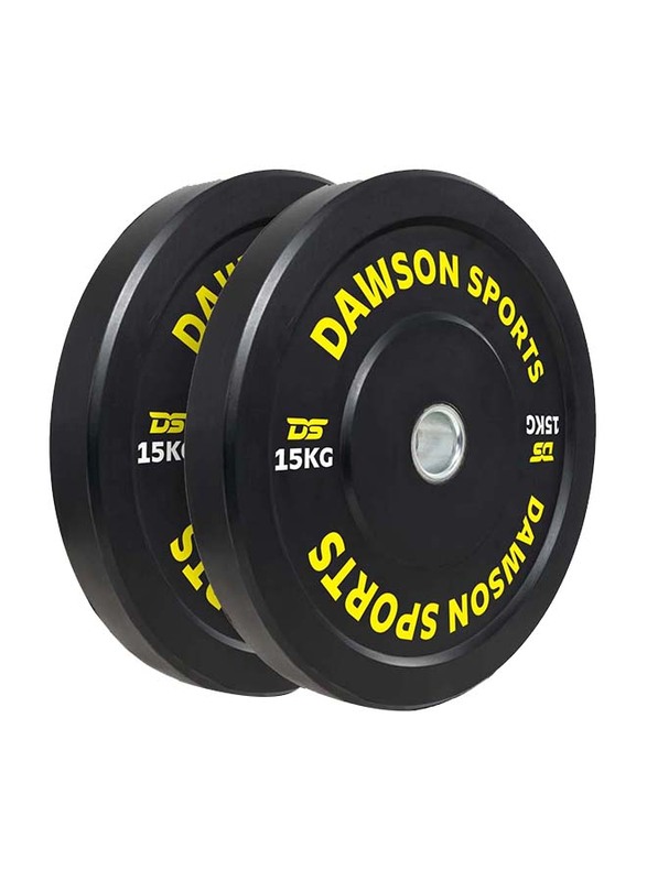 Dawson Sports Rubber Bumper Plates with Upturned Ring, Black, 2 x 15KG
