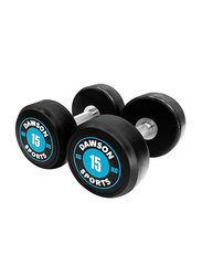 Dawson Sports Power 100 Rubber Dumbbells Set, 1 Pair, 15 KG, Black