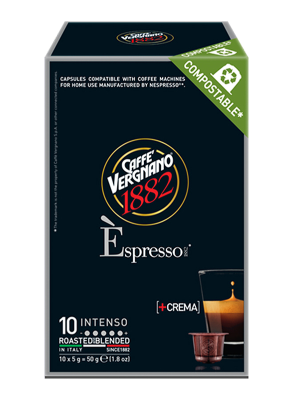 Caffe Vergnano 1882 Espresso Intenso Coffee Capsules, 10 Capsules x 5g