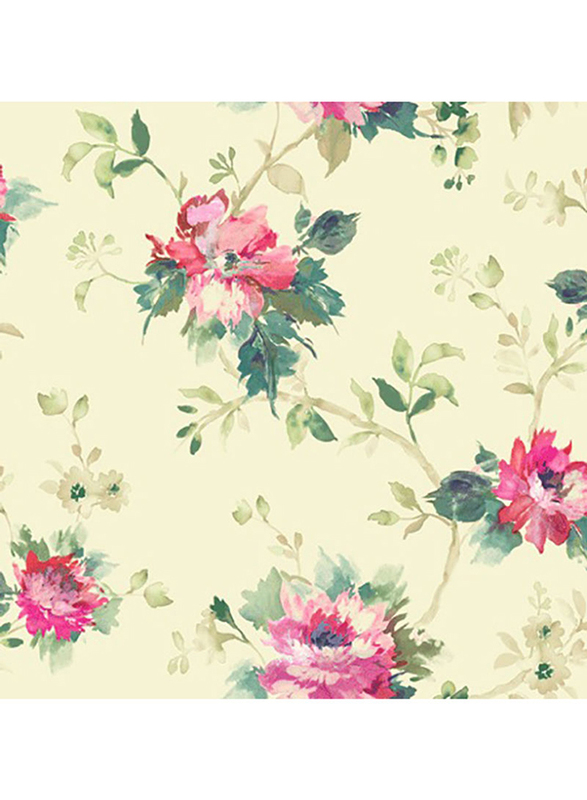 Wallquest Flowers Chantelle Printed Self Adhesive Wallpaper, 0.52 x 10 Meter, Beige/Pink/Green