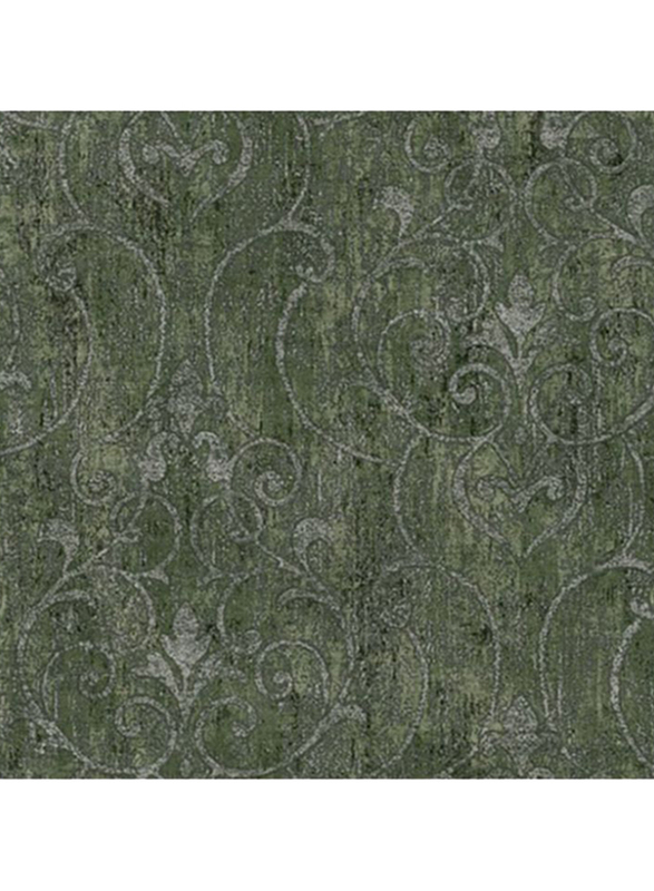 Wallquest Minerale Damask Pattern Wallpaper, 0.53 x 10 Meter, Dark Green