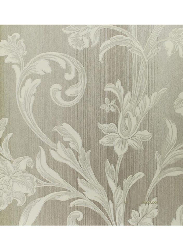 Wallquest Serafina Floral Printed Wallpaper, 0.53 x 10 Meter, Grey/White