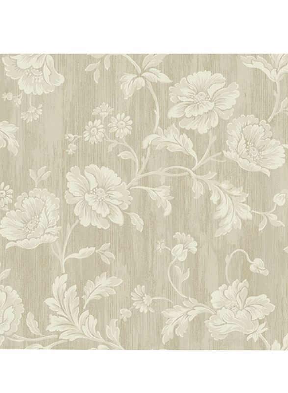 Wallquest Serafina Floral Printed Wallpaper, 0.53 x 10 Meter, Grey/Beige