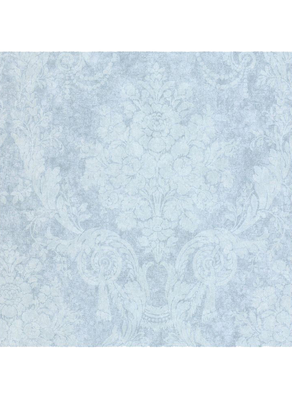 SK Filson Tudor Rose Damask Floral Pattern Wallpaper, 10 x 0.53 Meter, Blue