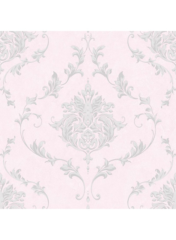 SK Filson Damask Design Wallpaper, 0.53 x 10 Meter, Pink/Grey