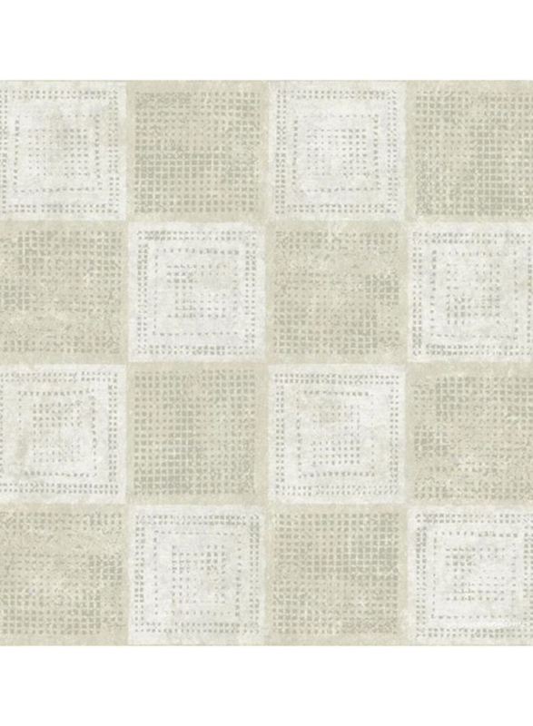Wallquest Sapphire Squares Print Wallpaper, 0.52 x 10 Meter, Grey/Silver/Beige