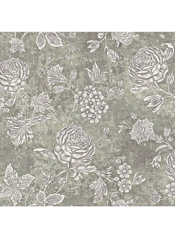 Wallquest Floral Pattern Decorative Wallpaper, 0.52 x 10 Meter, Grey/White/Light Purple