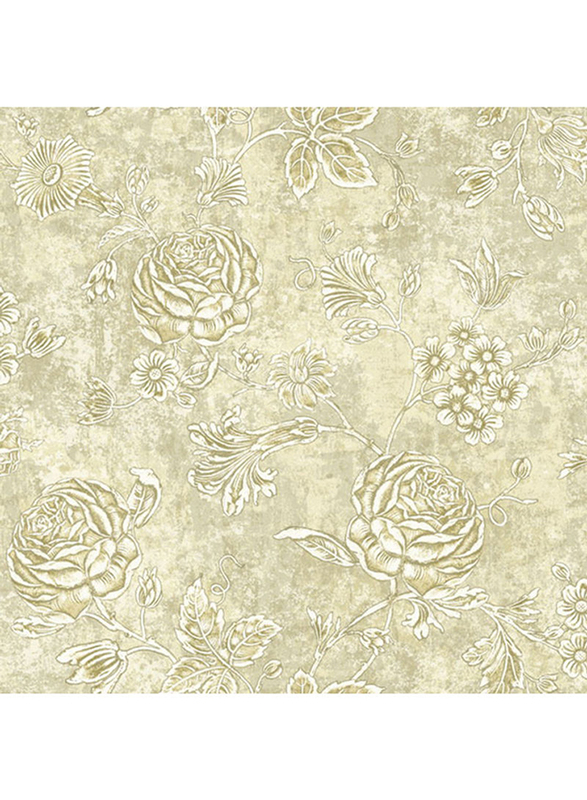 Wallquest Floral Pattern Decorative Wallpaper, 0.52 x 10 Meter, Beige/White/Grey