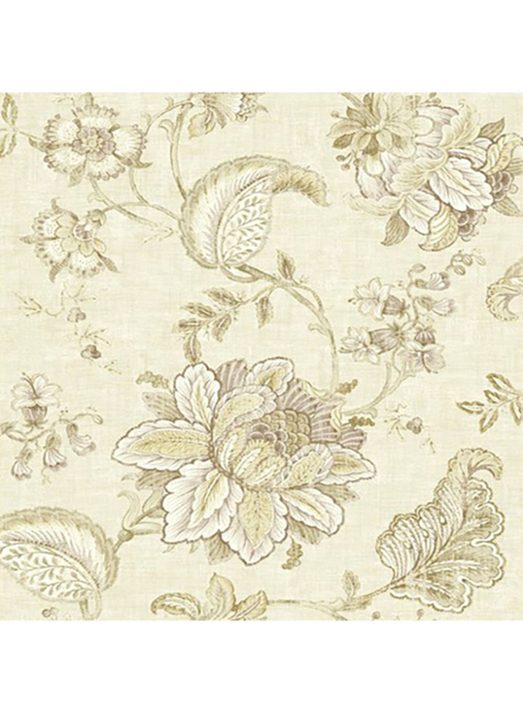 Wallquest Hudson Park Floral Printed Wallpaper, 0.53 x 10 Meter, Gold