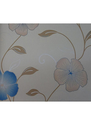 يو جي إي بي إيه ورق جدران بطبعات ورد، 0.53 × 10 متر، بيج/أزرق
