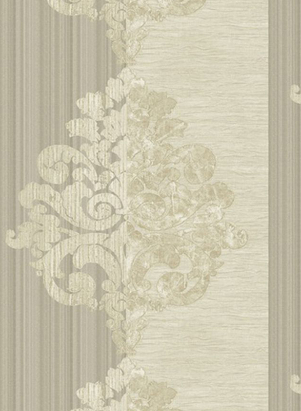 Wallquest Renaissance Damask Stripes Print Wallpaper, 0.52 x 10 Meter, Beige/Grey