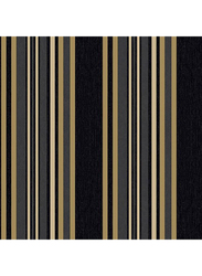 UGEPA Stripes Blossom Wall Covering, 0.53 x 10 Meter, Black/Gold