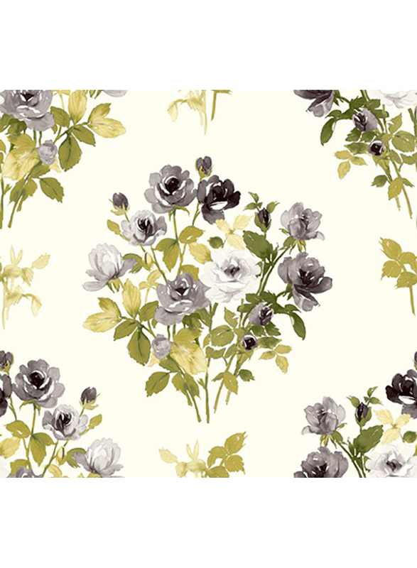 Wallquest Floral Pattern Decorative Wallpaper, 0.68 x 8.23 Meter, White/Green/Purple