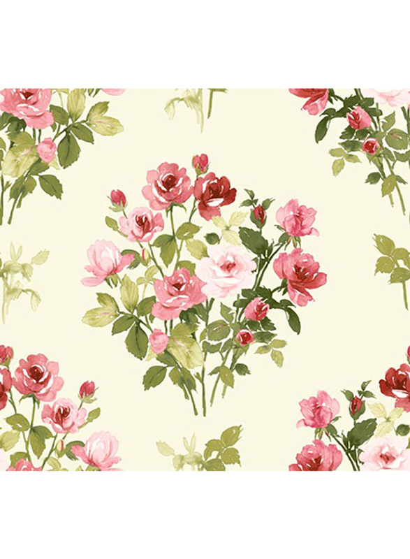 Wallquest Villa Rosa Rose Printed Self Adhesive Wallpaper, 0.68 x 8.23 Meter, Beige/Pink