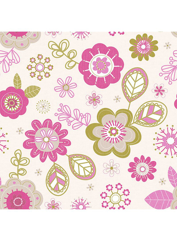 UGEPA Flowers Romance Wall Covering, 0.53 x 10 Meter, Pink/Green