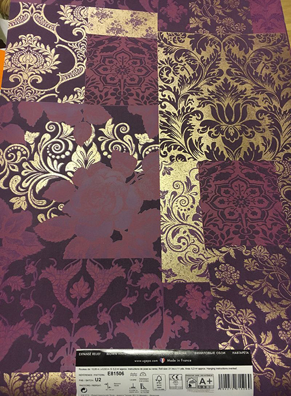 UGEPA Damask Blossom Wall Covering, 0.53 x 10 Meter, Purple/Gold