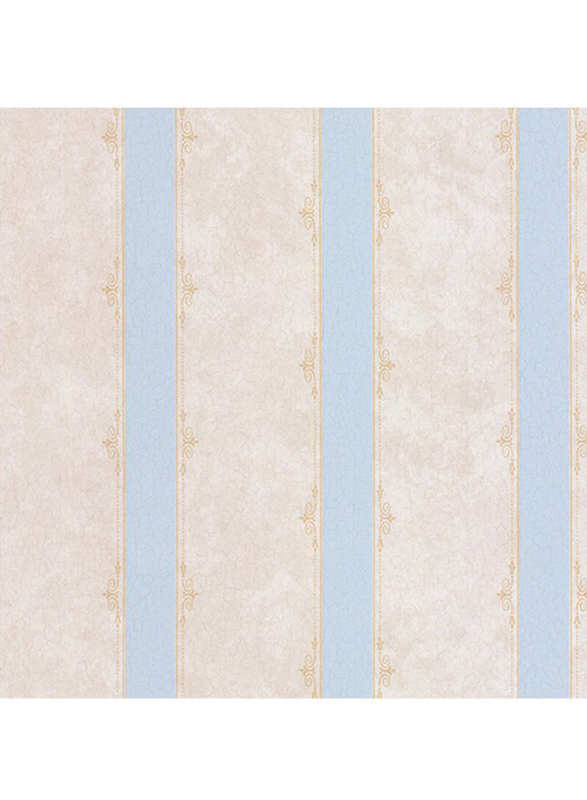 SK Filson Tudor Rose Stripes Pattern Wallpaper, 10 x 0.53 Meter, Blue/Gold