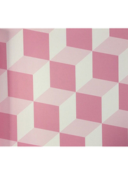 ICH New Age Cubes Printed Wallpaper, 10 x 0.53 Meter, Pink/White