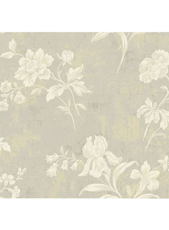 Wallquest Serafina Floral Printed Wallpaper, 0.53 x 10 Meter, Grey/Beige/Cream