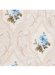 SK Filson Tudor Rose Cameo Pattern Wallpaper, 10 x 0.53 Meter, Blue/Beige