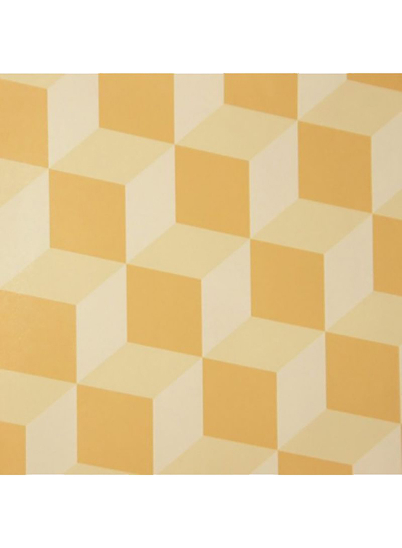 ICH New Age Cubes Printed Wallpaper, 10 x 0.53 Meter, Yellow/Beige