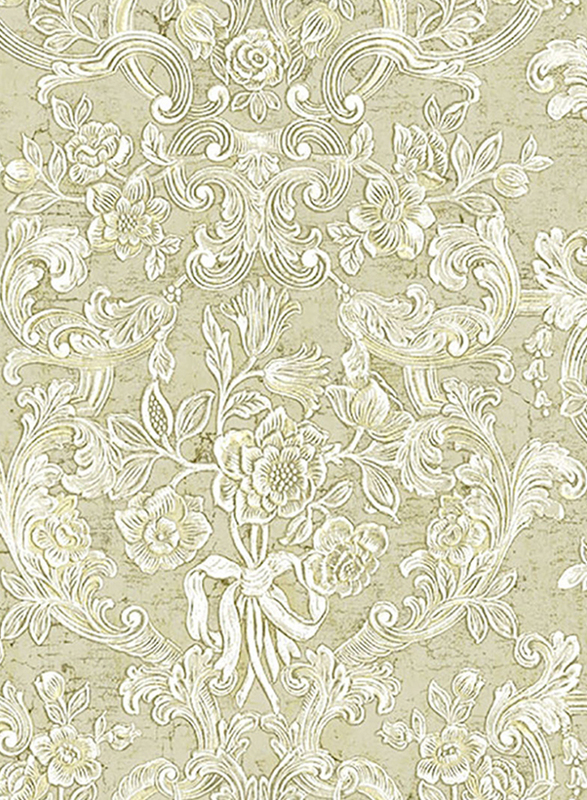 Wallquest St. Petersburg Floral Damask Pattern Self Adhesive Wallpaper, 0.52 x 10 Meter, Beige/Gold