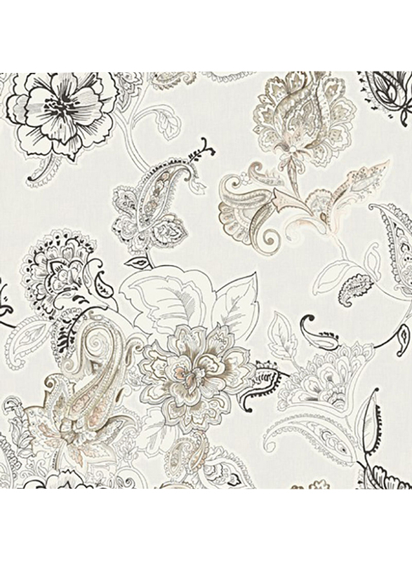 Wallquest Floral Pattern Decorative Wallpaper, 0.52 x 10 Meter, White/Black/Grey