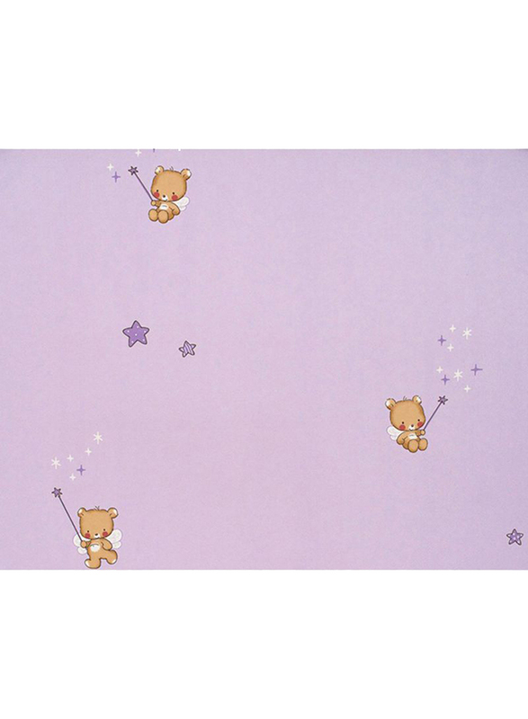 ICH Bimbaloo Bears Printed Wallpaper, 10 x 0.53 Meter, Purple/Brown