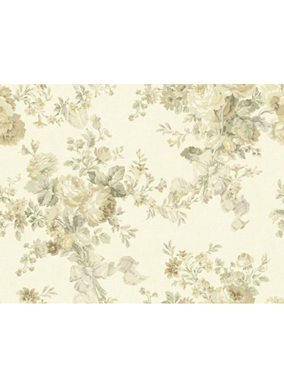 Wallquest Sutton Place Floral Printed Wallpaper, 8.23 x 0.68 Meter, Beige/Grey/Green