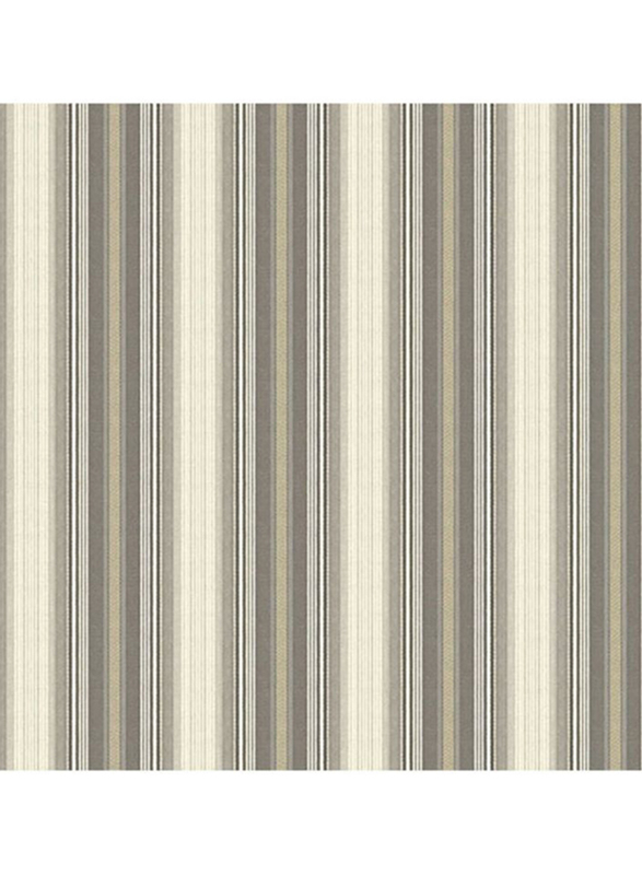 Wallquest Springtime Cottage Stripes Pattern Wallpaper, 0.53 x 10 Meter, Beige/Grey