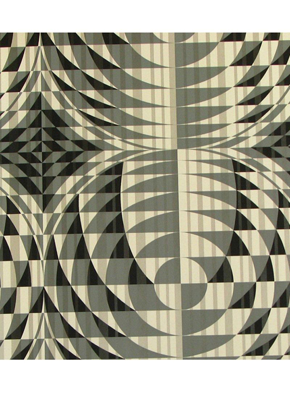 برستيجوس تيكستايلز ورق جدران بتصميم هندسي، 10 x 0.53 متر، أسود/رمادي
